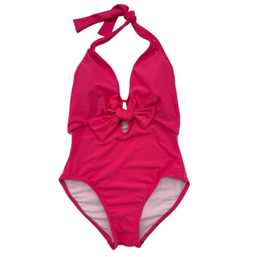 NWT Vince Camuto Tie Front Halter Pink Coral One Piece Swimsuit Pads Lined 6